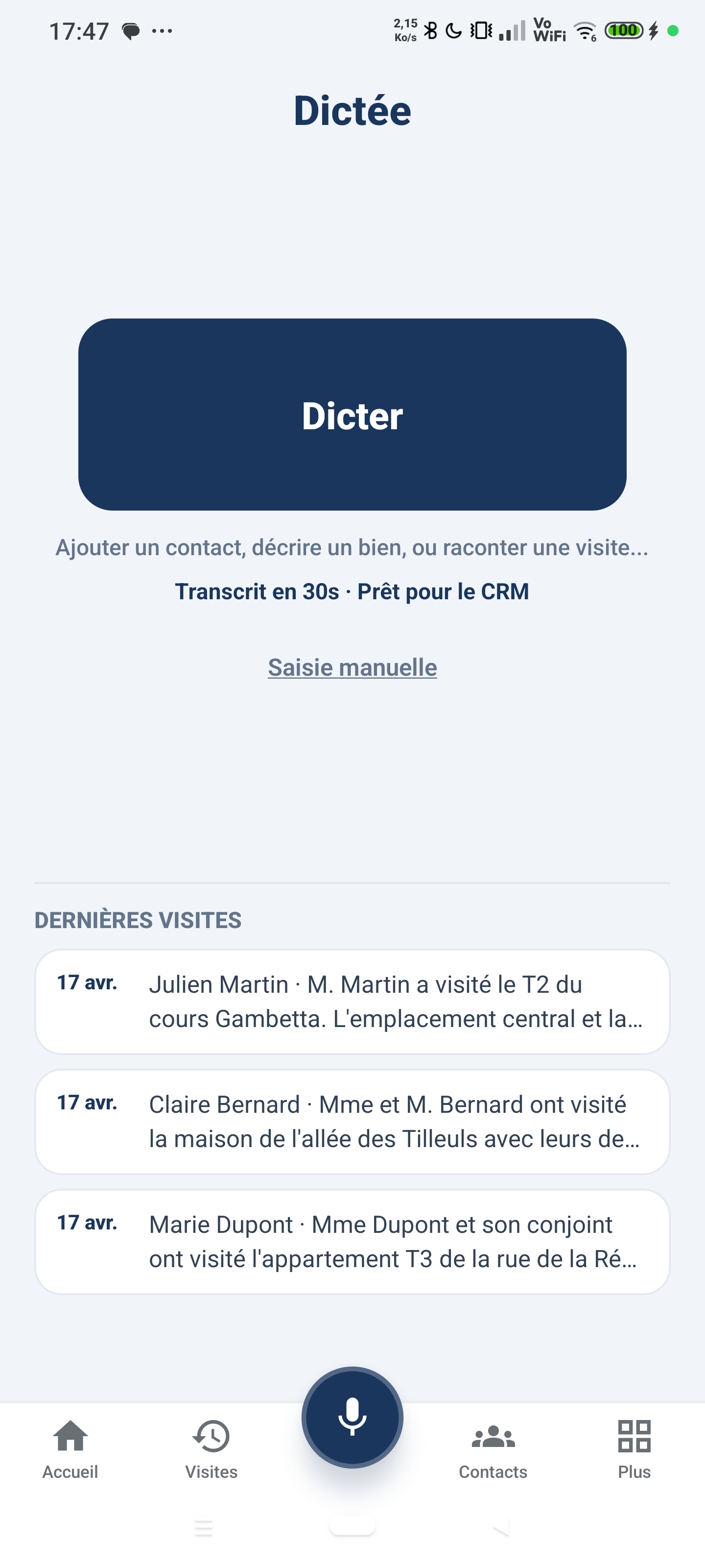 ViziNote — Dictée et compte-rendu de visite IA